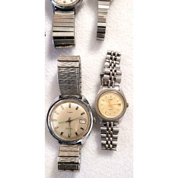 Lot 5 Pc Ladies Mens Timex Watch Lot Repair or Needs Battery Indiglo Vintage - Picture 3 of 5